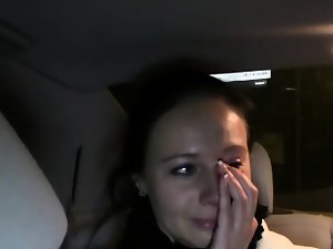 Cheated hairy babe fucks in fake taxi