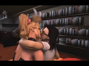 Animated horny shemales have hardcore group sex with each other