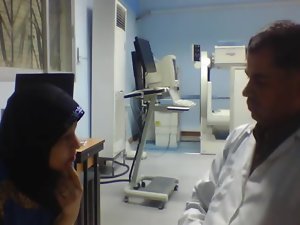 arab women sharmota with doctor playing in tit