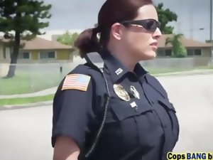 Two cougar police officers sharing massive black dick