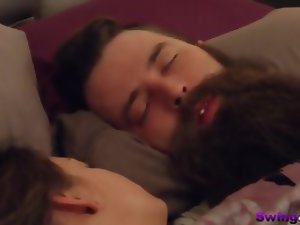 Bearded stud and his girlfriend comes for an orgy