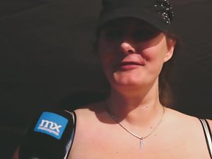 Danish woman (39) milks her huge boobs at a sex convention