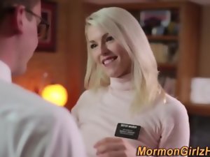 Missionary gets fucked and cum anointed in mormon office