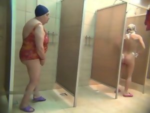 Group sexy matures spied on in shower room