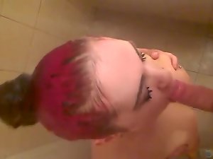 Pissing all over his obedient girlfriend in the shower
