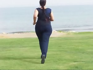 My wife jogging