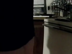 Red Files: Candid Ass Shot In Panties In The Kitchen