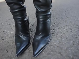 GML Stiletto Leather Boots & Tight Leather Pants
