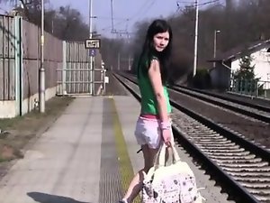Russian teen lara Masturbating at the teach station